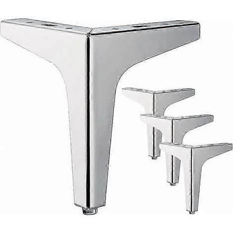 Un ensemble de quatre pieds en métal argenté, de 15 cm de haut, de forme triangulaire, adaptés à la fabrication de meubles à faire soi-même et parfaits pour les armoires, les canapés, les tables basse (1/5)