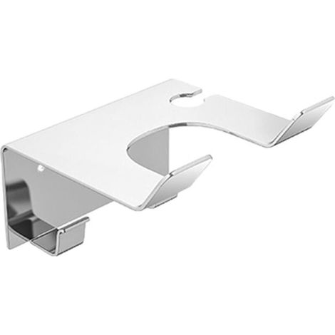 Wandhalterung für Fön, kompatibel mit den meisten Föns, selbstklebend oder gelocht, für Badezimmer (Silber) (1/5)