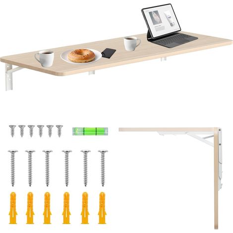 MACLEAN ÉTAGÈRE MURALE PLIANTE CAPACITÉ DE CHARGE 50 KG TABLE PLIANTE AVEC SERRURE DE SÉCURITÉ BOUTON DE PLIAGE INCLUS NIVEAU PO