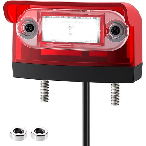 LED Éclairage Plaque D'immatriculation Auto 6000K Xénon Blanc 18SMD Perles LED haute puissance Convient aux remorques, motos, camions et camping-cars-Rouge (1/5)