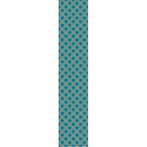 Papier Peint Intissé Pré-encollé Rouleau Wallpaper Scandinave Art Déco Bleu Canard Arches Adhésif Décorative - 1 Roulle de H300 x L60 cm (1/4)