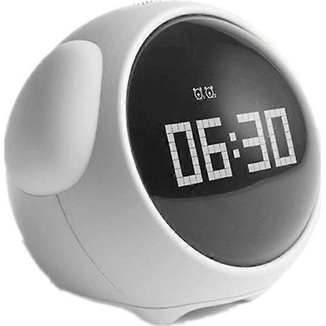Réveil mignon pour chambre d'enfant, réveil lumineux multifonctionnel à commande vocale, mode vision nocturne numérique LED, expression B. (1/5)