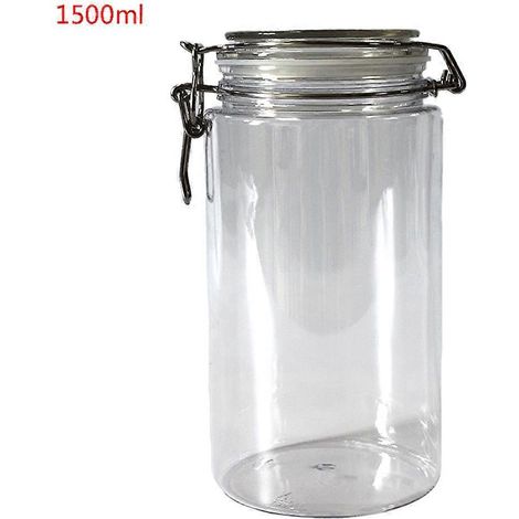 1500 ml runder Kunststoff-Vorratsbehälter mit Clipverschluss und luftdichtem Deckel