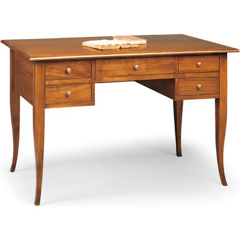 Scrittoio Classico in Legno piedi a sciabola 5 cassettini Colori mobili tempesta: Noce - Dimensioni Scrittoio: 107 x 56 H. 81 (1/2)