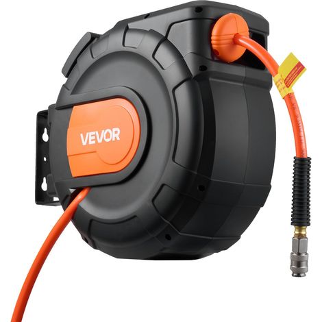Enrouleur de tuyau d'air rétractable 20m PVC 95mm 300PSI avec 2m de câble et support mural/plafonnier rotatif 180° pour garage atelier (1/5)