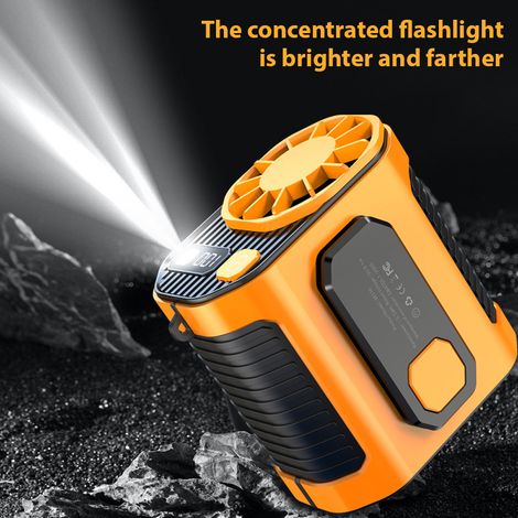Tragbarer Mini-Ventilator mit 5000 mAh Akku, freihändiger Turbo-Betrieb, extrem langer Akkulaufzeit und 100 Windgeschwindigkeitsstufen. Ideal für Outdoor-Aktivitäten wie Arbeit, Landwirtschaft, Reisen