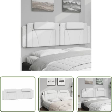 vidaXL Cabecero de cama acolchado Viana cuero sintético blanco 183 cm (1/5)
