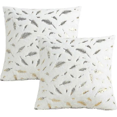Housse de coussin décorative en fausse fourrure dorée unie, cadeau (1/5)
