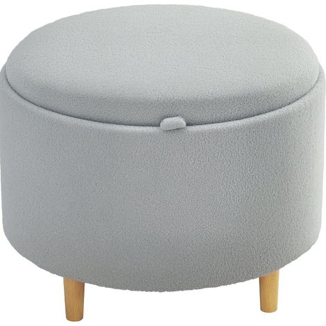 Puf baúl en teddyfleece gris con tapa reversible 56 x 56 x 42 cm (1/5)