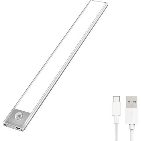 Lampe de Placard LED Portables, Lampe Automatique d'Armoire, Lampe de Détection de Mouvement, Magnétique, Réglette LED Rechargeable par USB Sans Fil, Convient pour Armoires, Cuisines, Escaliers, Coulo (1/5)