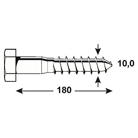 Connex KL3141180 Vis à bois 6 pans galvanisés 1000 g 10 x 180 mm