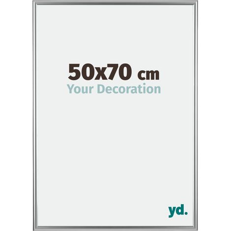 Your Decoration - 50x70 cm - Cadres Photos en Plastique Avec Verre acrylique - Anti-Reflet - Excellente Qualité - Argent - Cadre Decoration Murale - Bordeaux.
