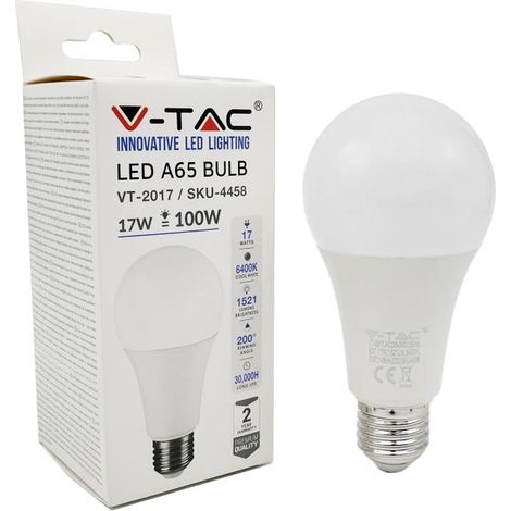 V-TAC VT-2017 LAMPADINA LED E27 17W BULB A65 - SKU 4456 / 4457 / 4458 - Colore Luce: Bianco Freddo