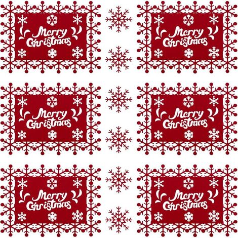 CSPARKV Lot de 12 Sets de Table de Noël Feutre Dessous de Verre de Table Motif Flocon de Neige pour la Décoration de Table de Noël de Vacances d'hiver de Fête de Noël Rouge (1/5)