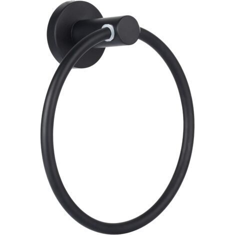 Porta asciugamani, anello per asciugamani nero opaco, porta asciugamani rotondo per bagno, cucina, terrazza (1/5)