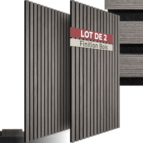 Lot de 2 panneaux acoustiques aspect bois 110 x 50 1,8 cm