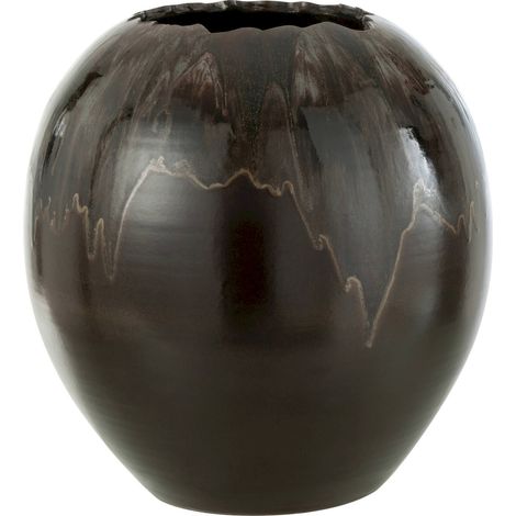 Cachepot céramique marron style artisanal pour plantes élégantes - Marron foncé effet artisanal (1/2)