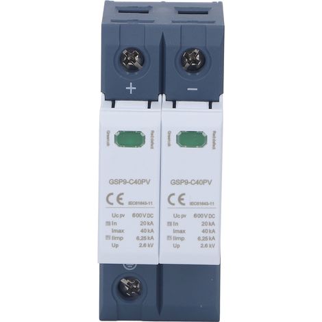 Dispositif de contre les surtensions 2P pour montage DIN 40 KA 600 Vdc Pv coupe-courant de terre (1/5)