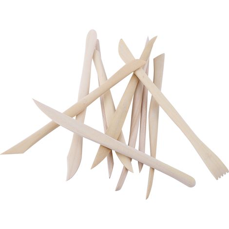 Kit de 10 outils en bois pour modelage d'argile polymère, ensemble sculpture créative DIY (1/2)
