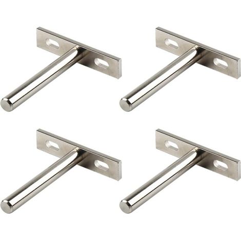 4 Pièces Equerre Etagere Murale Flottante Invisible 79mm, Support Etagere Murale en Métal, Tablette Flottante Support Charge Lourde, Nickelé (1/5)