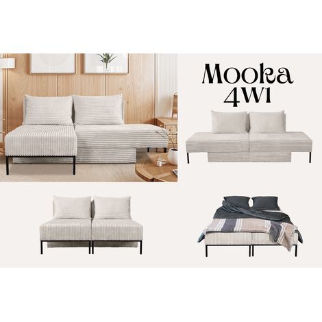 Ecksofa mit schlaffunktion, Sofa, Betten, Liegestuhl, MOOKA 4in1-Multifunktions-System, stoff Velo (1/5)