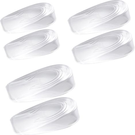 Lot de 6 Coussinets de talon, Rehausseur interne 3 cm, Silicone transparent, Semelle antidérapante, Pour chaussures homme (1/5)
