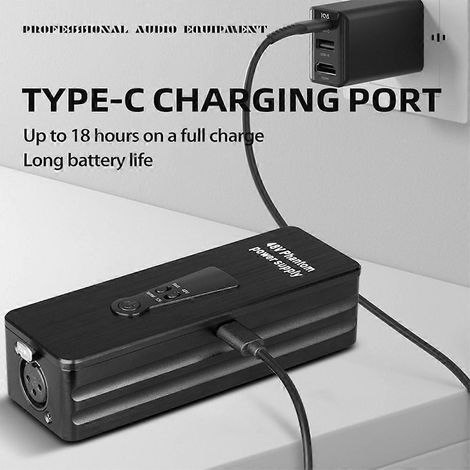 Alimentation fantôme 48 V/12 V pour microphones à condensateur, préampli micro, portable et rechargeable, prêt à l'emploi. (1/4)