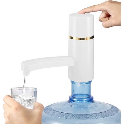 JSSEVN - White Portable Electric Water Pump, Wireless USB Rechargeable Pump for Universal Water Bottles, Automatic Water Dispenser with Filter and Glass Pump for Office, Home, and Outdoor Use (1/4)