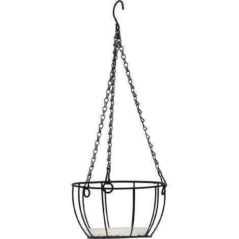 (19 x 11 cm) Robuster Hängekorb aus Eisen für Zimmer- und Gartenpflanzen, eleganter Blumentopfhalter für Balkon und Garten, Metallaufhänger (1/5)