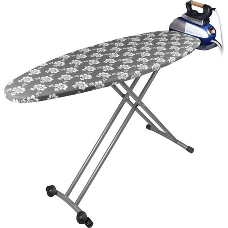 Table à repasser pliable, hauteur réglable jusqu'à 93 cm, housse 100% coton, prise électrique, support pour centres de repassage (1/4)