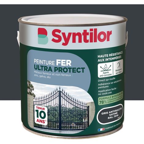 Pintura exterior SYNTILOR Ultra Protect para hierro y aluminio, gris antracita satinado, 2 litros. SYNTILOR (1/5)