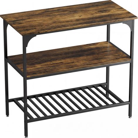 GagaEtagere de cuisine 3 niveaux avec cadre en acier rustique marron et noir (1/5)