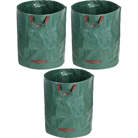 Lot de 3 sacs à déchets verts de 272 L, sacs à feuilles, sacs de transport pliables, robustes et imperméables, durables, pour les (1/5)