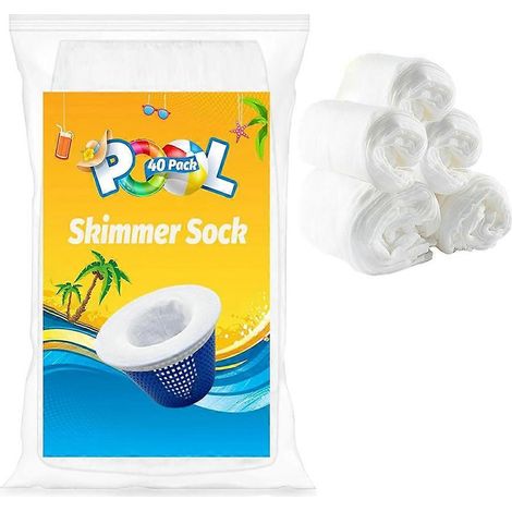 Chaussettes filtrantes pour piscine, chaussettes filtrantes pour skimmer de piscine, chaussettes filtrantes pour le nettoyage de piscine (paquet de 40) (1/5)