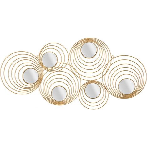 Pannello specchio decorativo anelli in ferro color oro per decorazioni ambienti -Composizione (1/5)