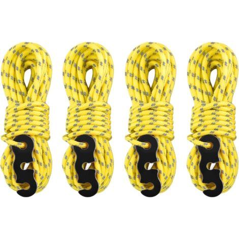 4 Pièces Corde Nylon, Réfléchissante 3mm, Tendeur Aluminium, Pour Camping Tente Randonnée (1/5)