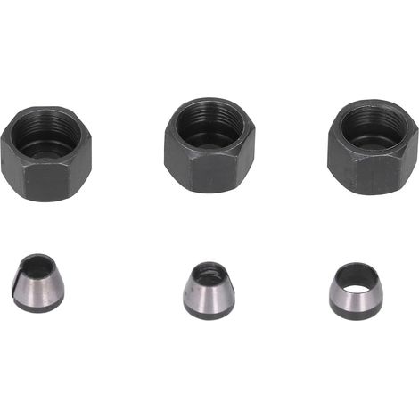 Kit d'Adaptateurs de Pince pour Routeur, 6 Pièces avec Écrou en Acier au Carbone, 6mm, 6.35mm, 8mm, pour Tondeuse (1/5)