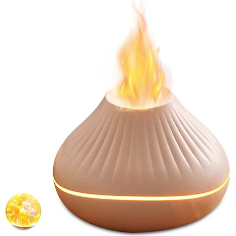 Diffuseur à flamme colorée : humidificateur volcanique ultra-silencieux de 160 ml, diffuseur d'huiles essentielles d'aromathérapie à brume fraîche, 7 couleurs de flamme, convient aux chambres et aux b (1/5)