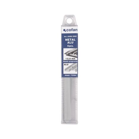 Sierras de calar para metal y aluminio (5 piezas)                                                     77 x 1.2-2.6 mm        T123X (1/2)