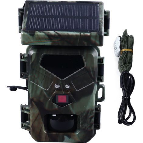 GARRYFIZH Caméra de chasse étanche HD à vision nocturne infrarouge et alimentation solaire pour la surveillance de la faune sauvage en extérieur