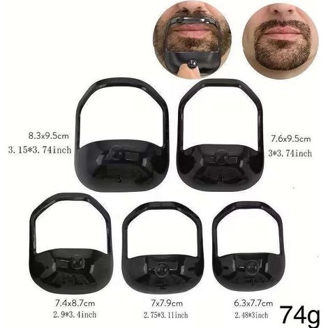 5 Pcs Outil de Mise en Forme Barbe,5 Tailles Shaper ModèLe de Barbe,Gabarit de Rasage Bouc en Plastique Pochoir à Barbe pour Hommes Barbe Styling Modèle,Noir (1/4)
