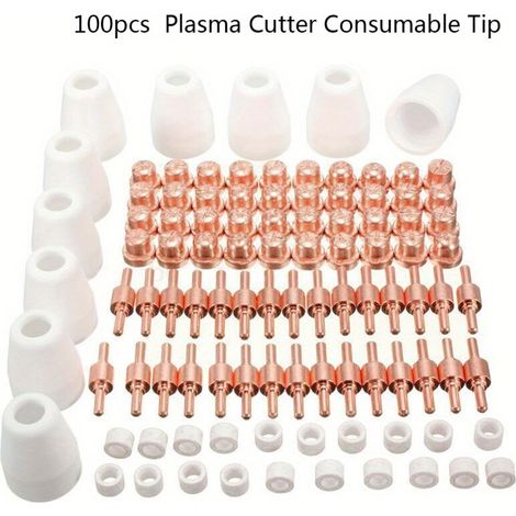 100 PCS Plasma Tip Buse électrode,Plasma Decoupe Electrode Tip Buse,Air Decoupe au Plasma Consommables,Decoupeur Plasma pour LG-40 PT-31 CUT40 CUT50 (1/4)