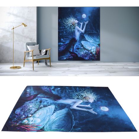 Tapisserie murale à motif sirène, idéale pour la décoration intérieure d'une chambre, d'un salon ou d'un hôtel. (1/5)