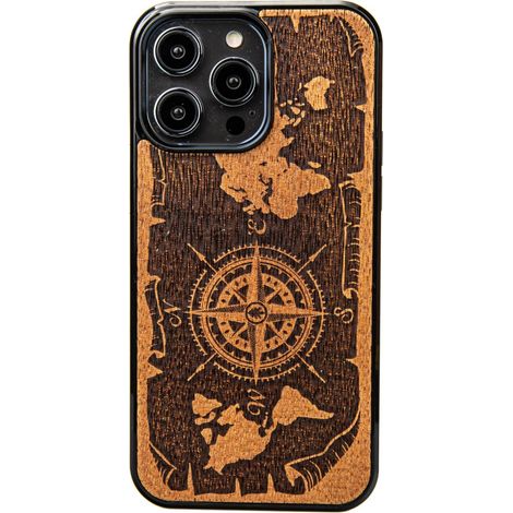 Bewood Holzhülle für iPhone 15 Pro Max WIND ROSE MERBAU (1/5)