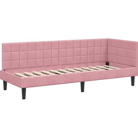 Lit simple,Lit adulte,Cadre de lit d'angle avec tête de lit Rose 80 x 200 cm Velours CFW8368188 (1/5)