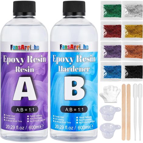 Résine époxy transparente 1200ml resin rapport 1:1 (1/5)