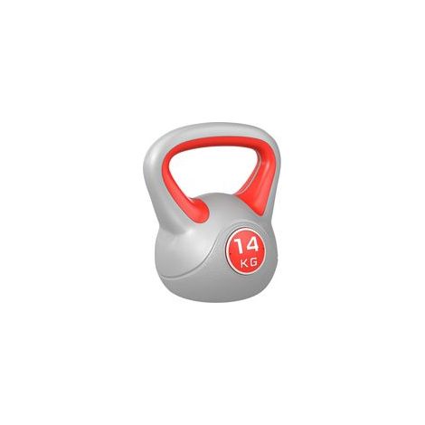 Kettlebell 14 kg, Kurzhantel mit ergonomischem Griff, Kugelhantel, Krafttraining, Workout, 26 x 18 x 32 cm, rot