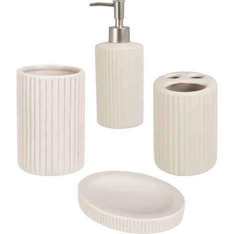 Badezimmeraccessoires aus Keramik, 4er-Set