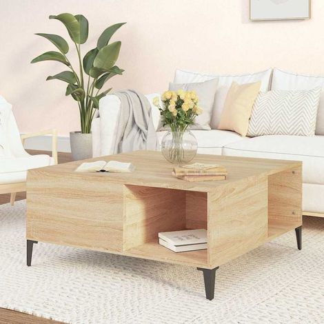 vidaXL Table basse chêne sonoma 80x80x36,5 cm bois d'ingénierie (1/5)