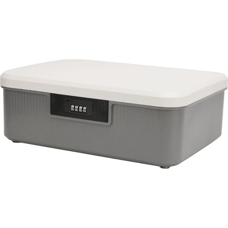 Coffre de rangement sécurisé à code 16L, boîte à dossiers avec compartiments et cadenas, organisateur pour papiers et objets importants, ABS, gris (1/5)